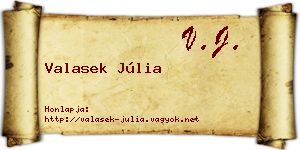 Valasek Júlia névjegykártya