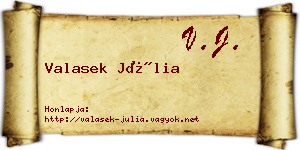 Valasek Júlia névjegykártya